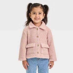 BABY Girls' Faux COZY Stylish Jacket - Cat & Jack Gold Pink 18 months NWT